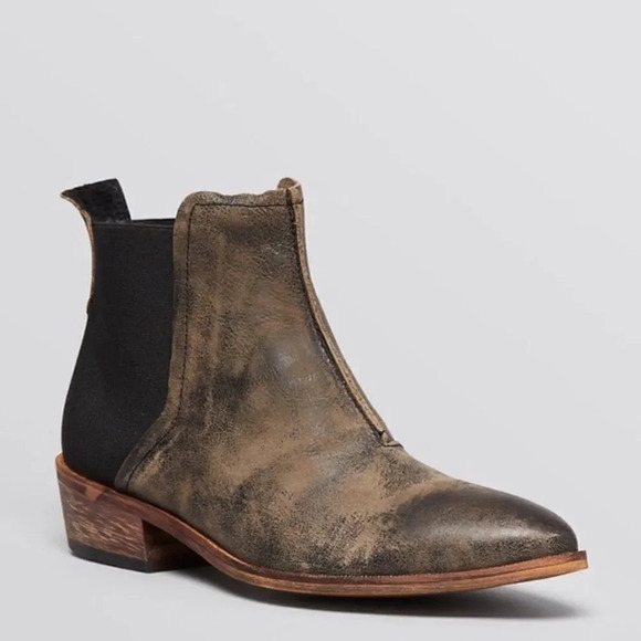Free People Dark Horse Taupe Leather Ankle Chelsea Boots - Picture 1 of 10